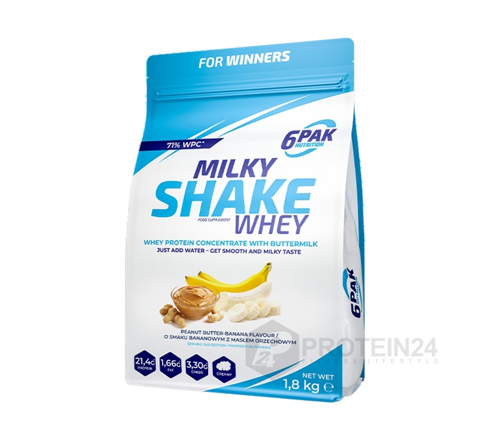 6PAK Nutrition Milky Shake Whey 1800 g banán / arašídové máslo