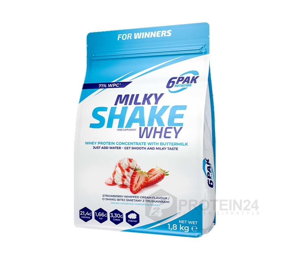 6PAK Nutrition Milky Shake Whey 1800 g jahodová šlehačka