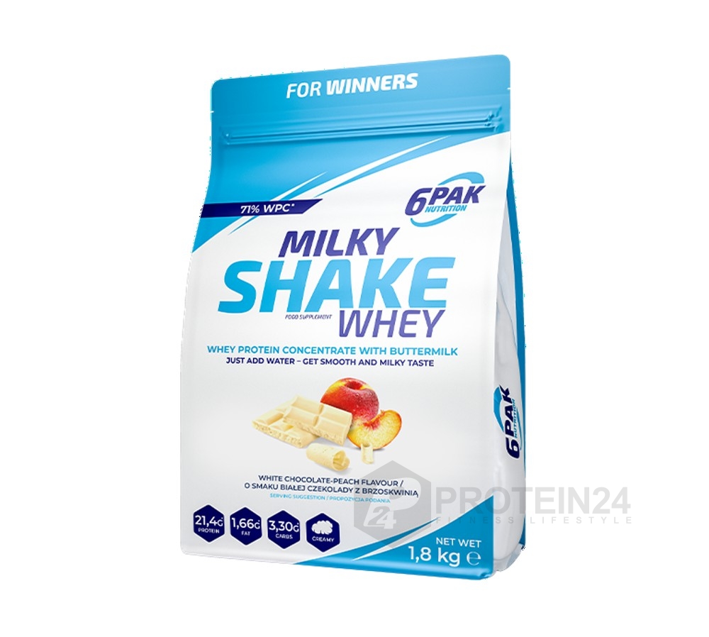 6PAK Nutrition Milky Shake Whey 1800 g bílá čokoláda / broskev