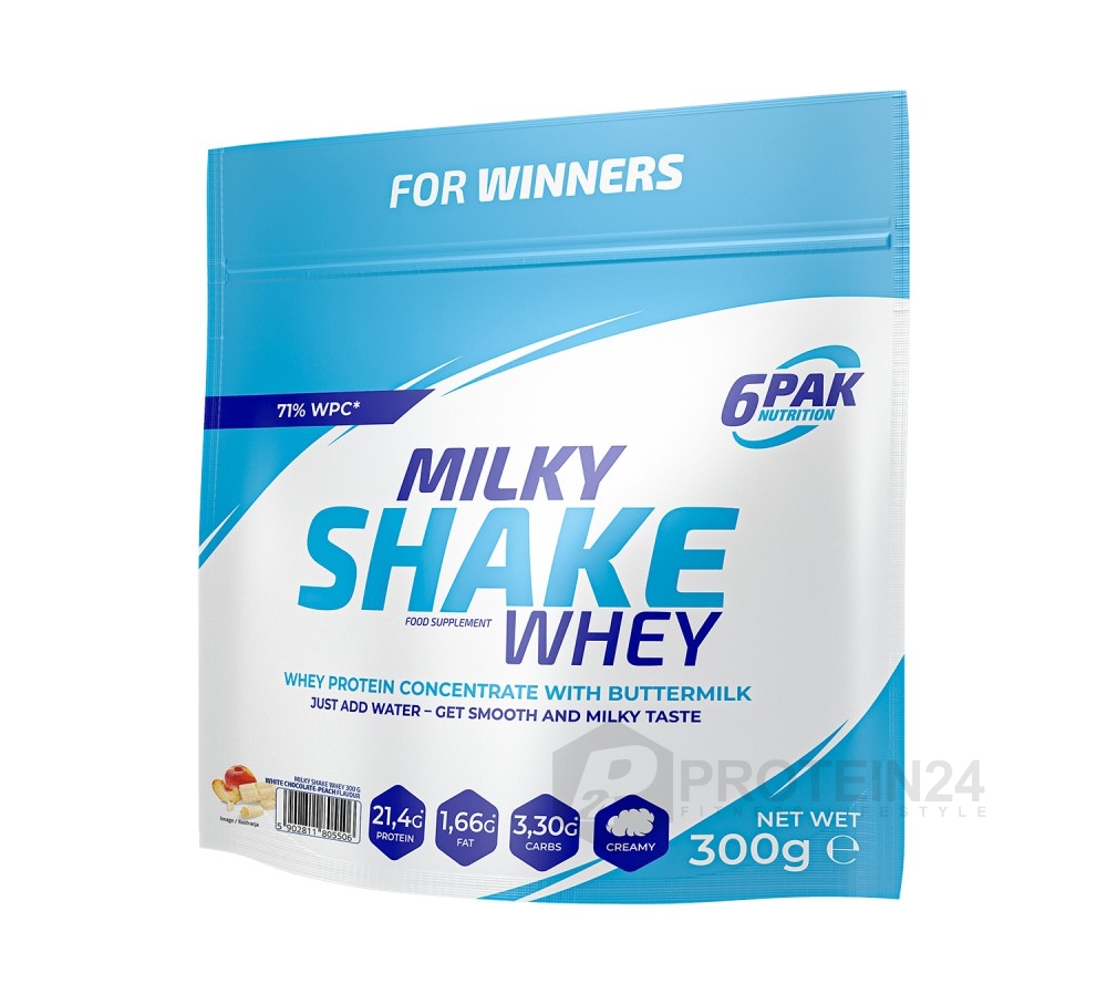 6PAK Nutrition Milky Shake Whey 300 g bílá čokoláda / broskev