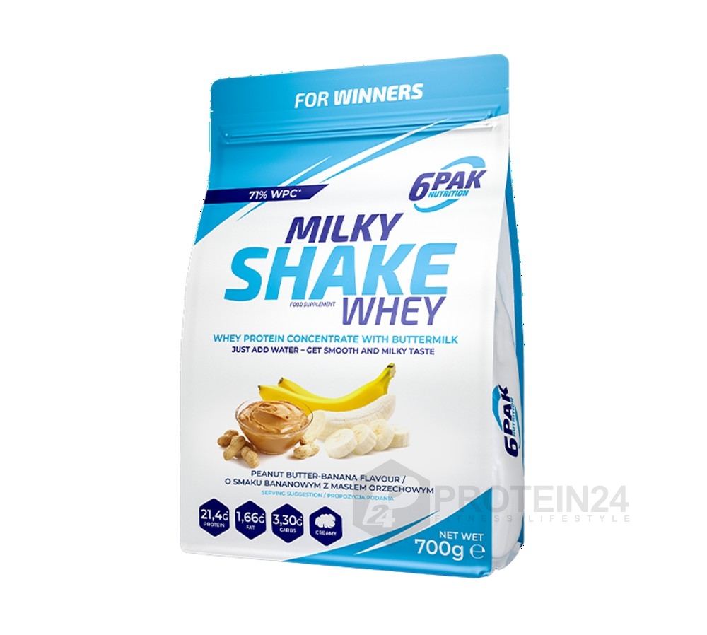 6PAK Nutrition Milky Shake Whey 700 g banán / arašídové máslo