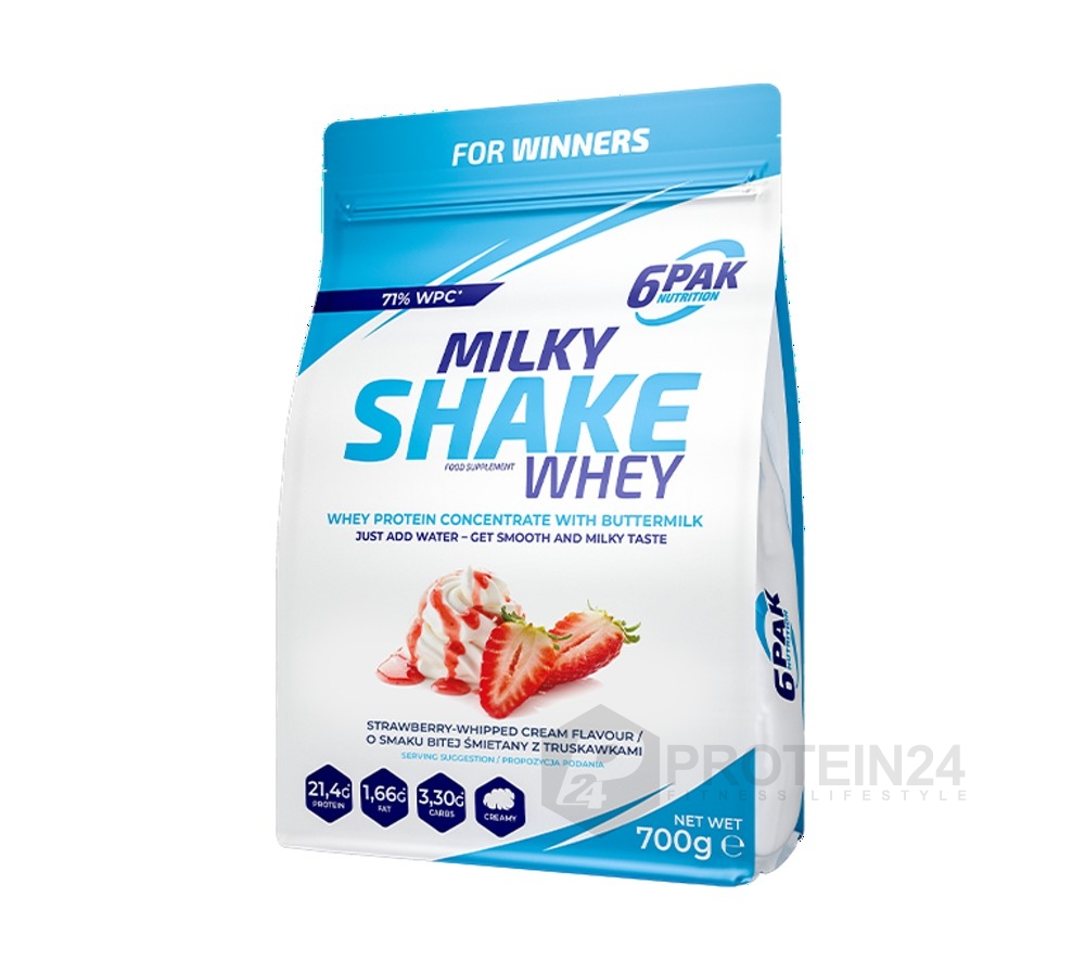 6PAK Nutrition Milky Shake Whey 700 g jahodová šlehačka
