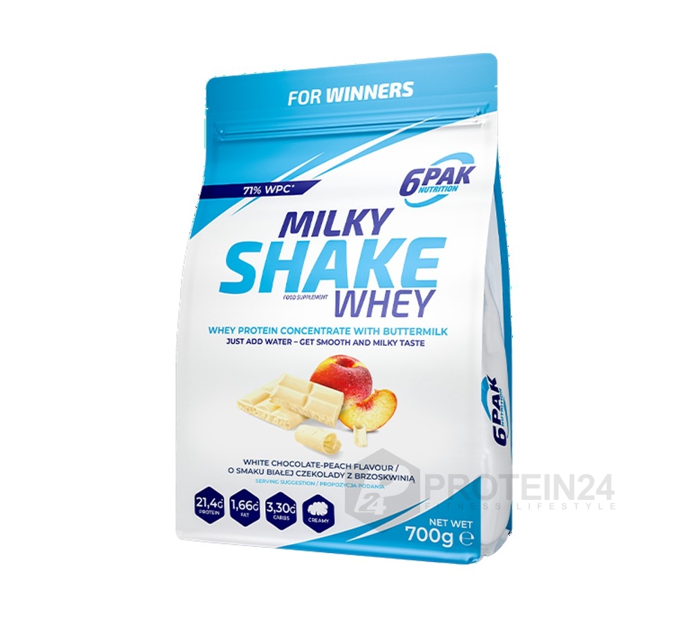 6PAK Nutrition Milky Shake Whey 700 g
bílá čokoláda / broskev