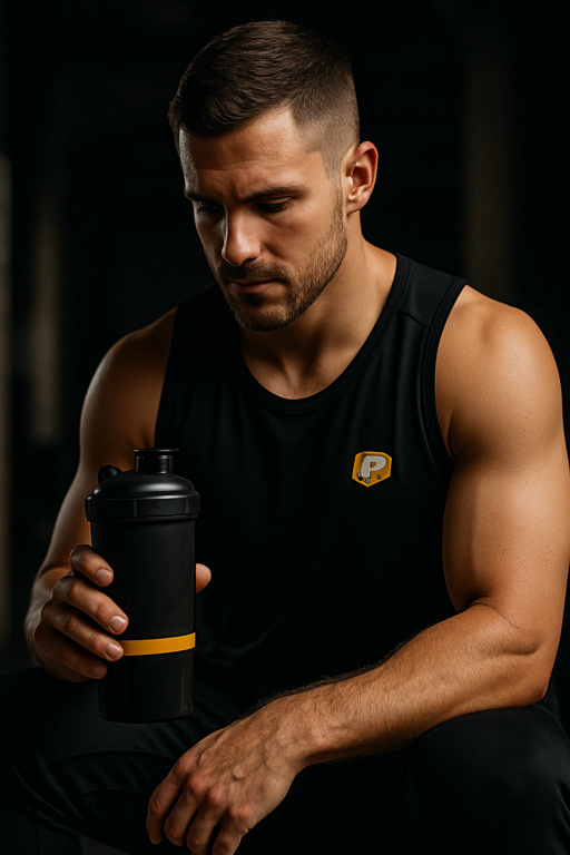 Muž před tréninkem s odhodlaným výrazem – Real Pharm Behemoth Preworkout